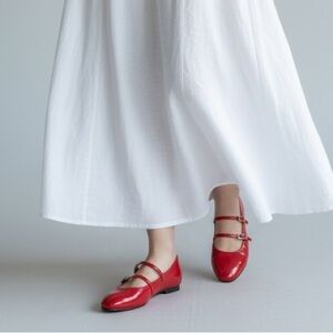 Miz Mooz NY Red Patent Leather Two Strap Mary Jane Flats Women’s 10.5/11 EUR 42